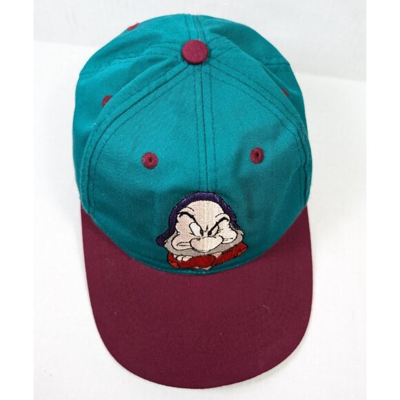 Vintage Snow White & the Seven Dwarves GRUMPY Hat Disney 90s Snapback - Picture 6 of 8